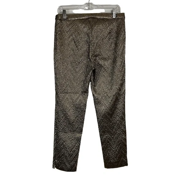 Trina Turk Metallic Gold Chevron Stretch Pant - Picture 3 of 6